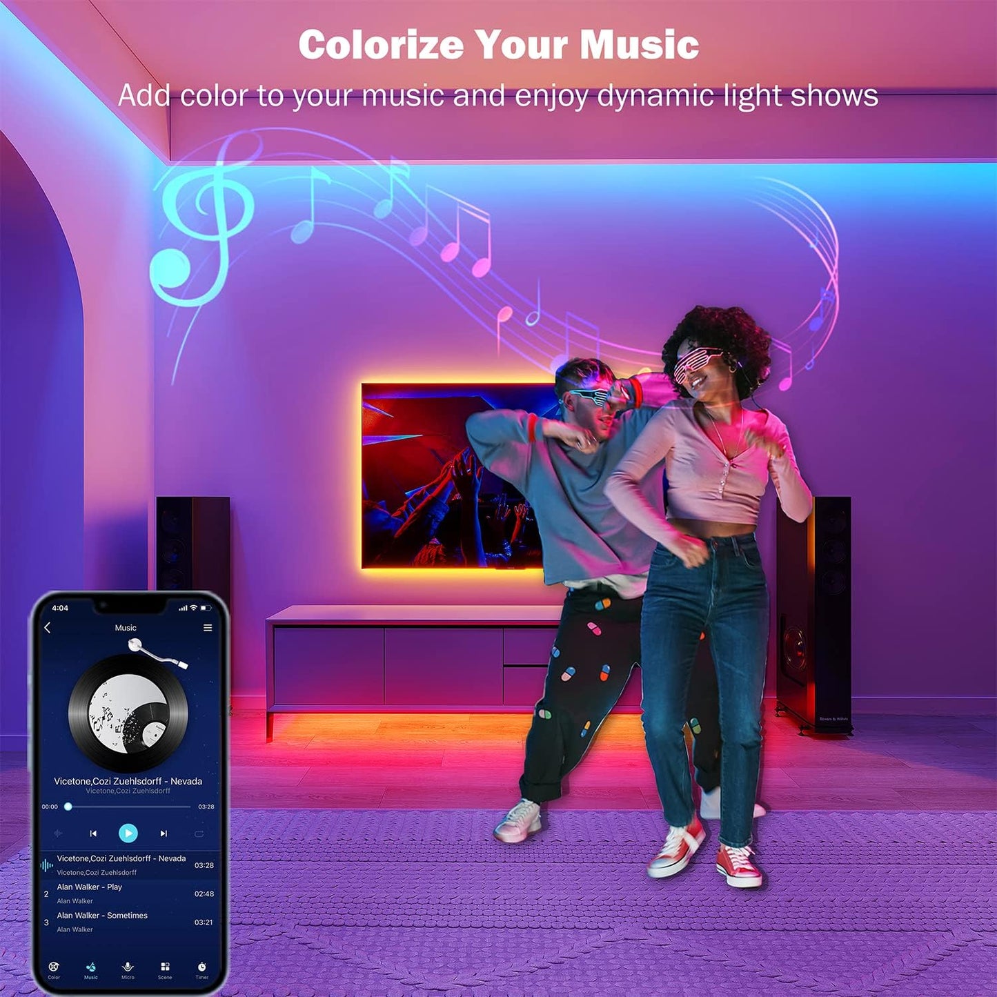 100ft RGB Lighting Strips for Bedroom Room Decor encalife