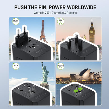 Universal Travel Adapter With Six Charging Ports encalife