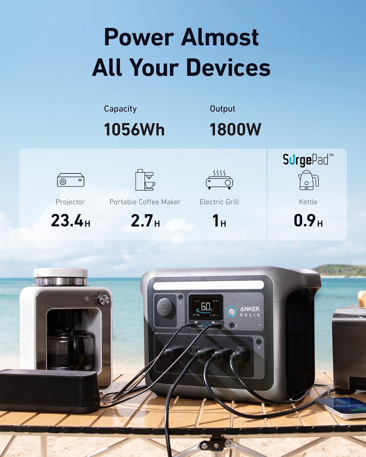 Anker SOLIX C1000 Portable Power Station 1056Wh I Solar Generator encalife