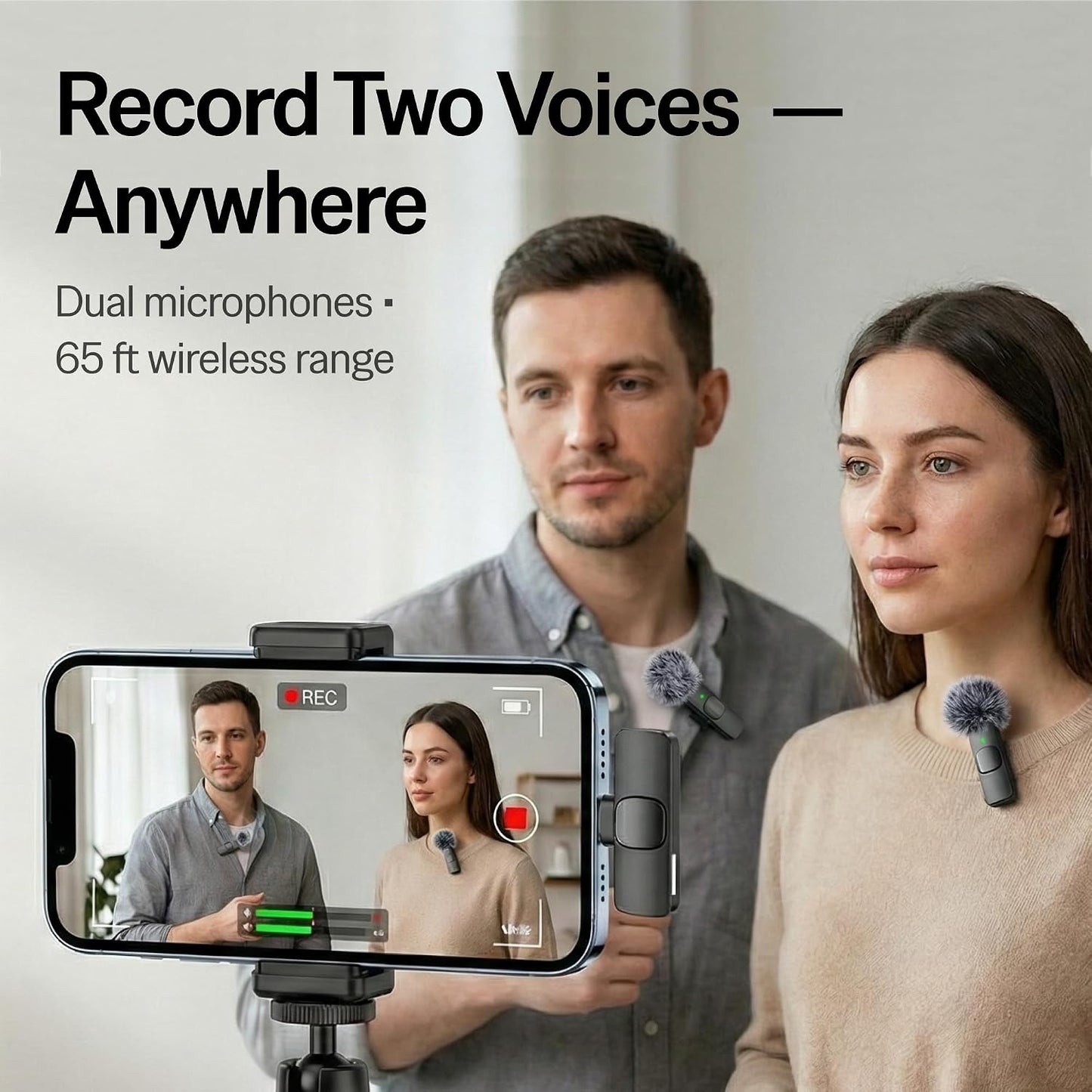 Wireless Mini Lavalier Microphone With Noise Cancelling encalife