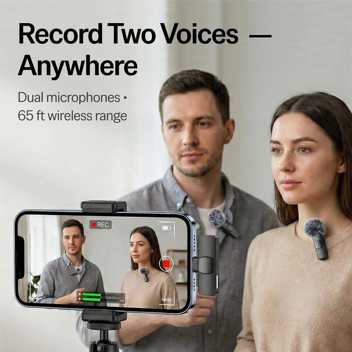 Wireless Mini Lavalier Microphone With Noise Cancelling encalife