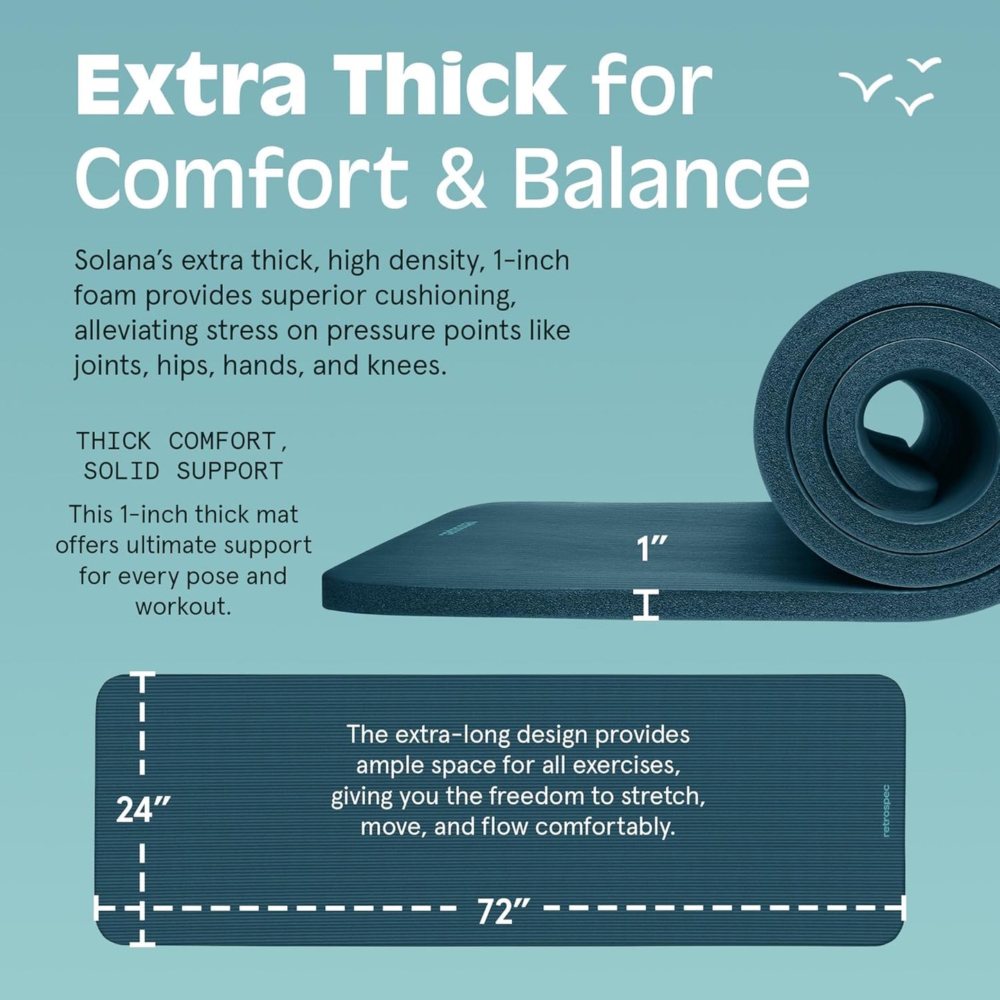 Yoga Mat 1-Inch Thick I Cushioned Non-Slip Fitness Mat encalife