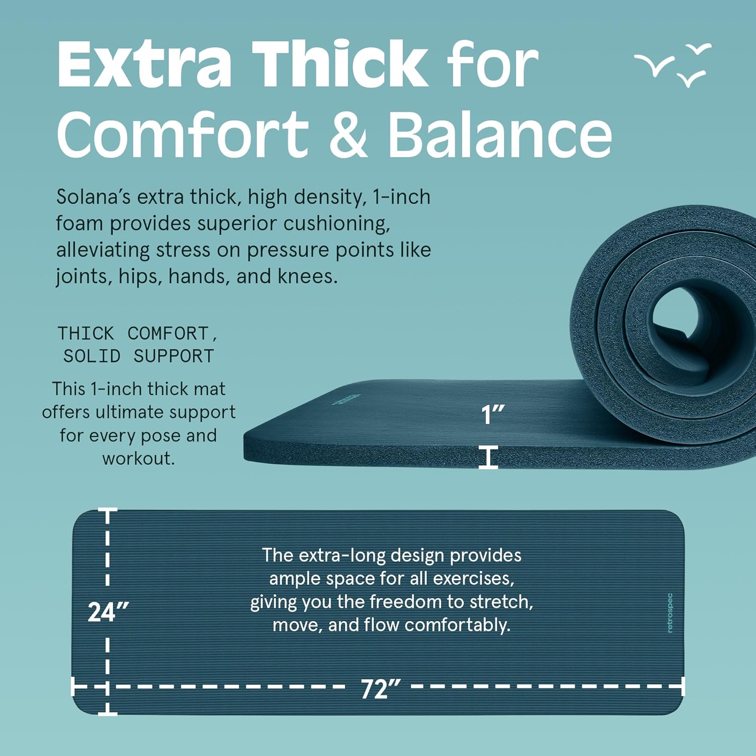Yoga Mat 1-Inch Thick I Cushioned Non-Slip Fitness Mat encalife