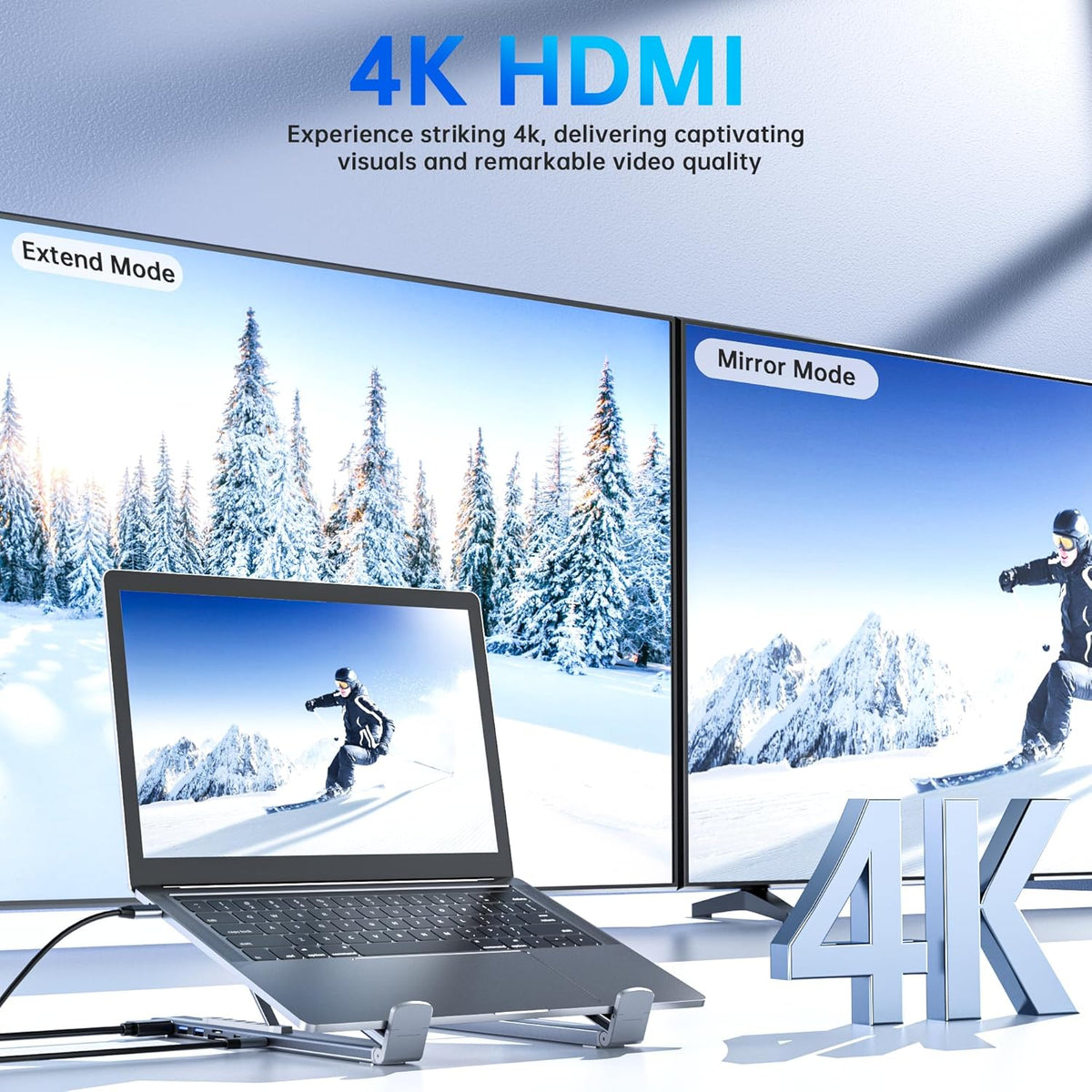 8-in-1 USB-C Laptop Stand Docking Station Hub encalife