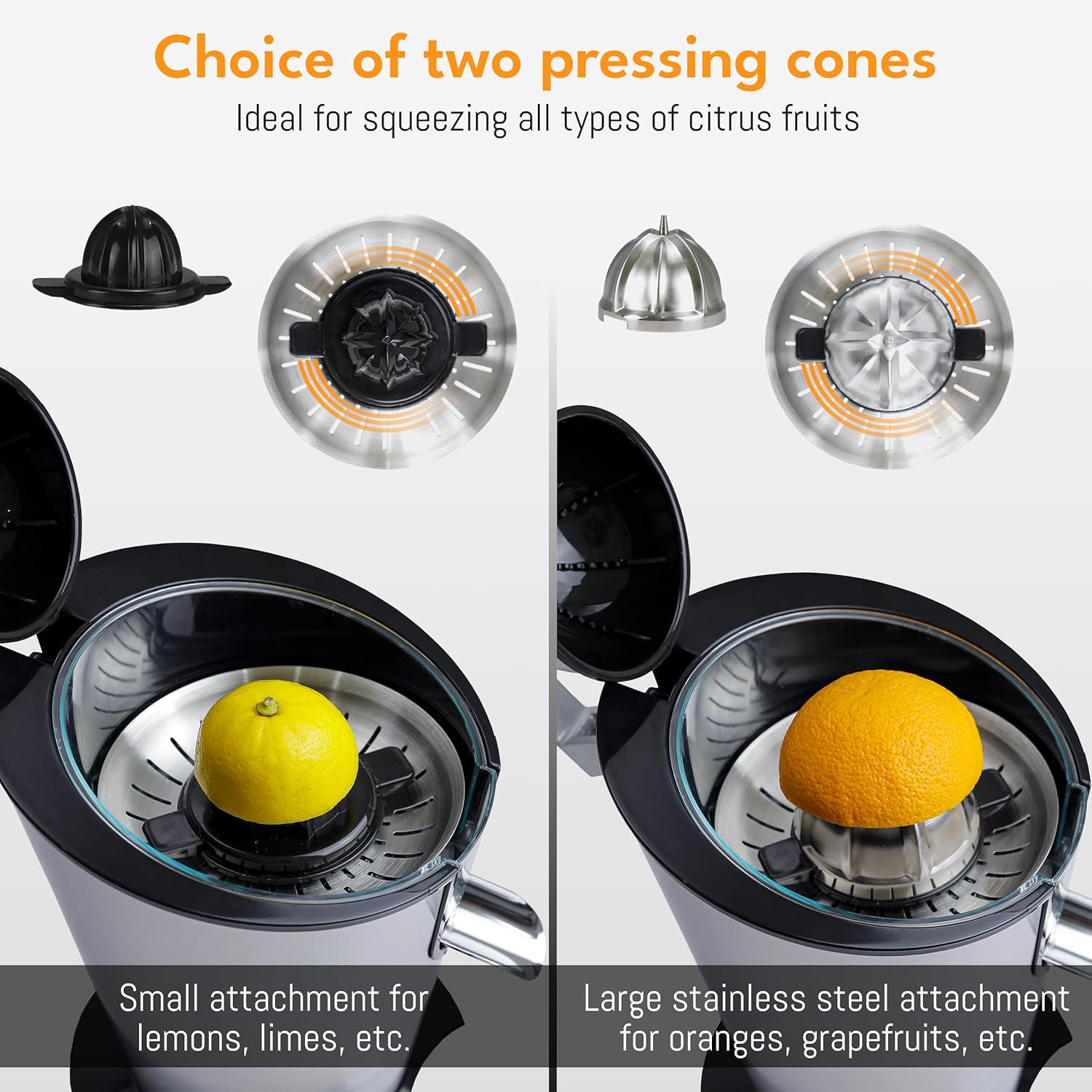 Electric Juicer Stainless Steel 600W | Citrus Press Orange & Lemon Juicer encalife