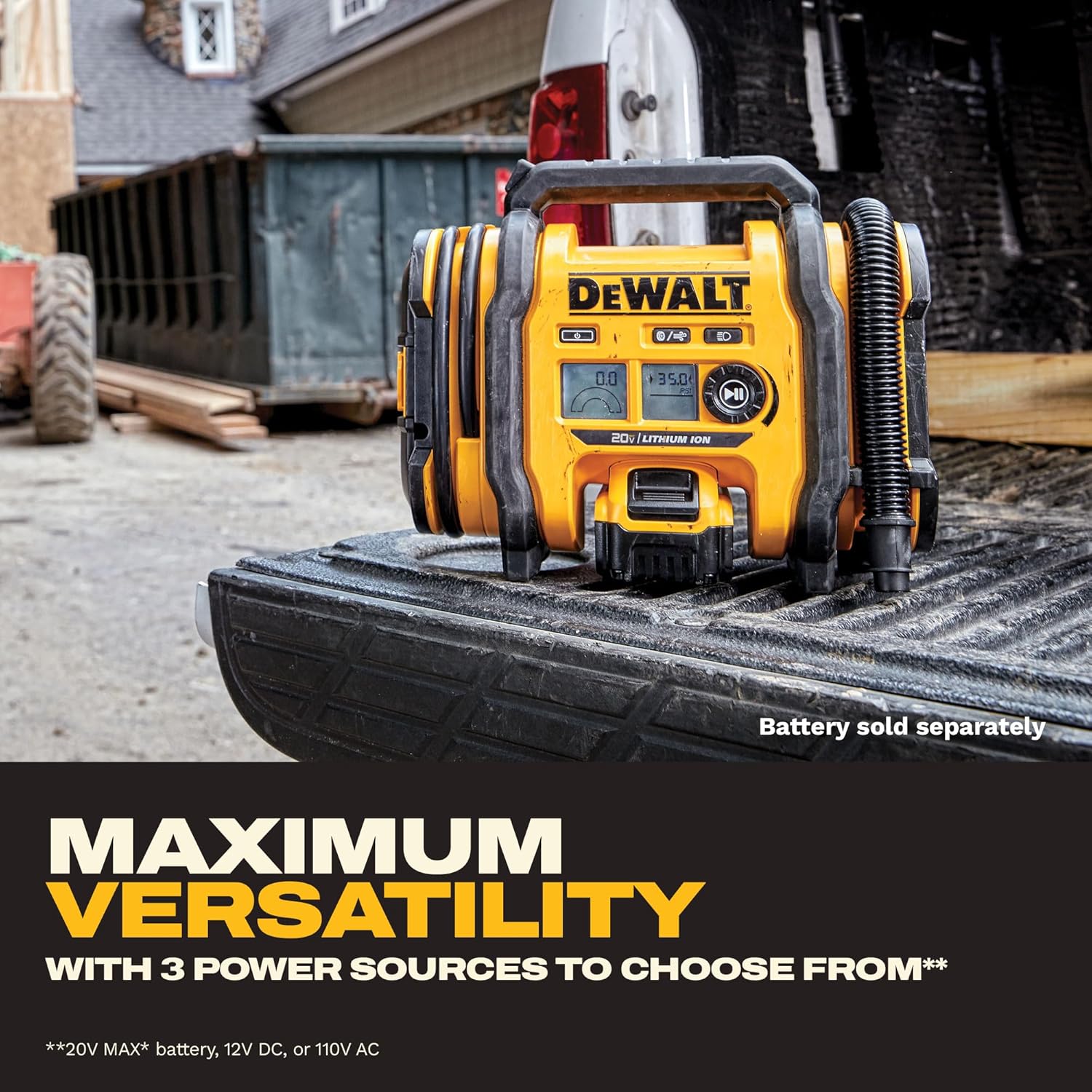 Heavy-Duty Tire Inflator With Triple Power Options encalife