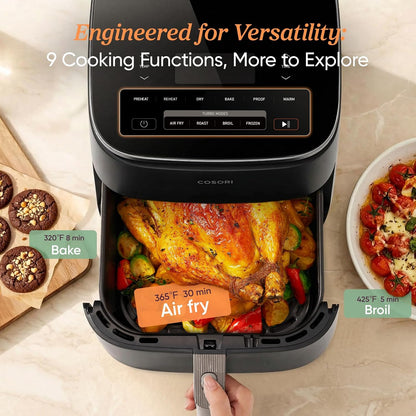 6-Quart 9-in-1 Ceramic Coated High-Speed Air Fryer encalife