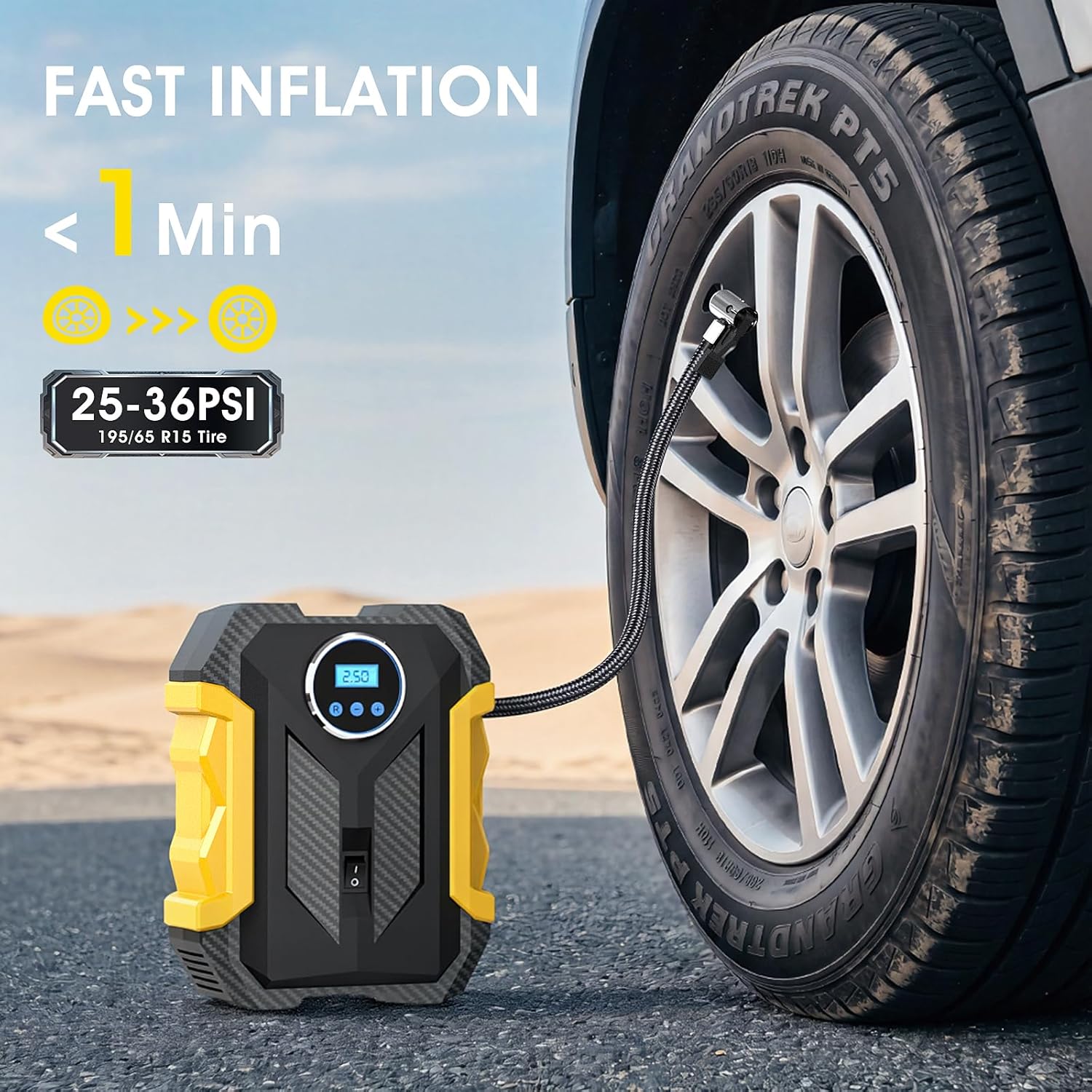 Carsun Digital Tire Inflator 150PSI Auto Pump encalife