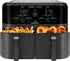 Dual-basket air fryer with independent 3-quart cooking zones and digital touchscreen controls