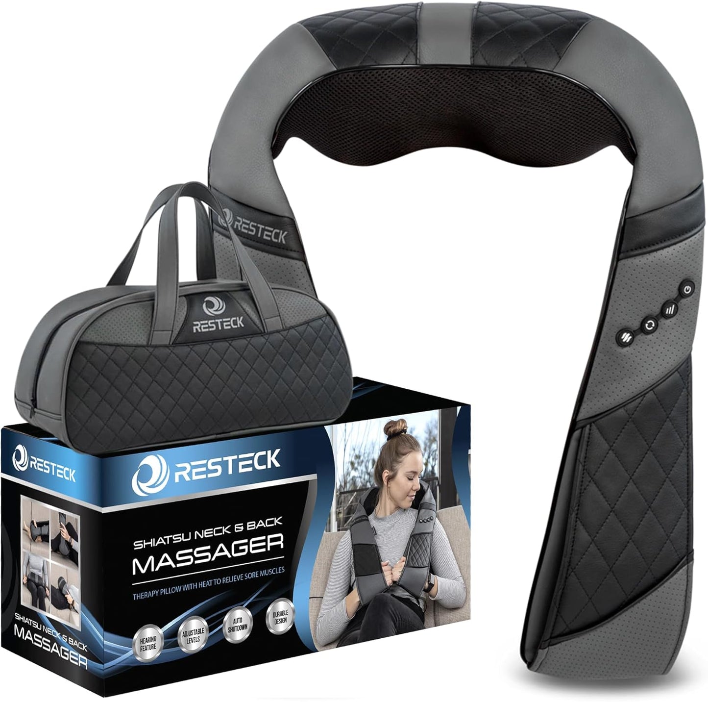3D shiatsu neck and back massager with heat for home relaxation