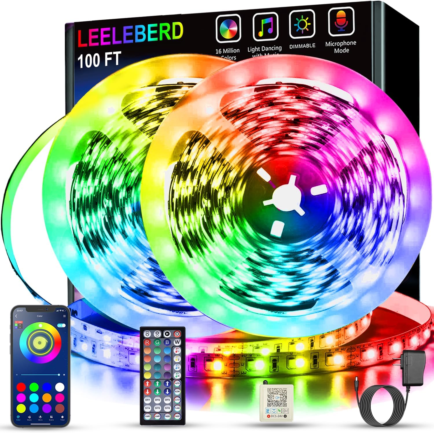 100ft RGB Lighting Strips for Bedroom Room Decor encalife