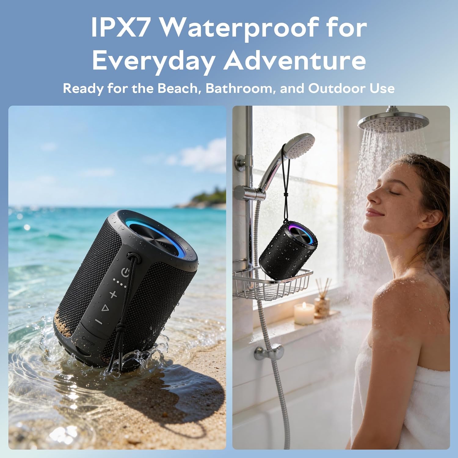 Waterproof 20W Bluetooth Speaker With Party Lights encalife