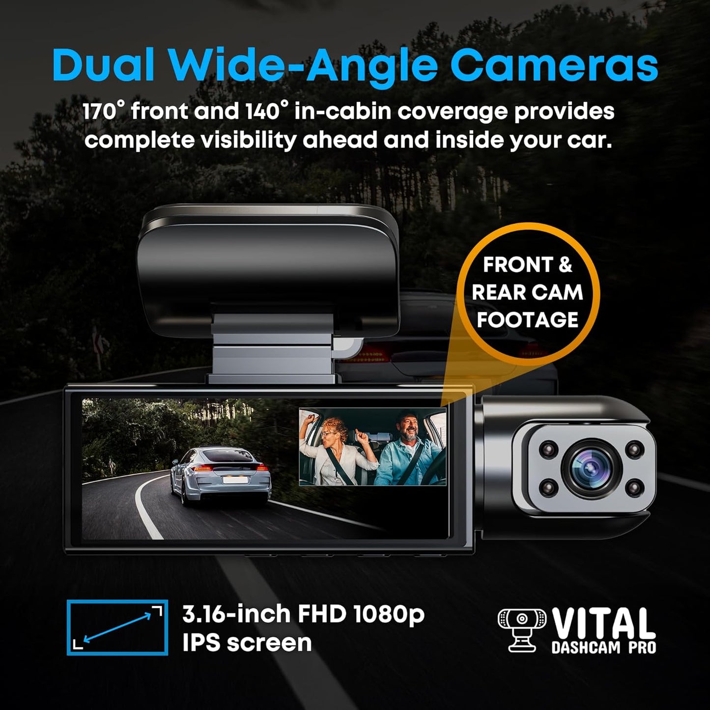 FHD Dash Cam I Front and Rear for Cars Night Vision encalife