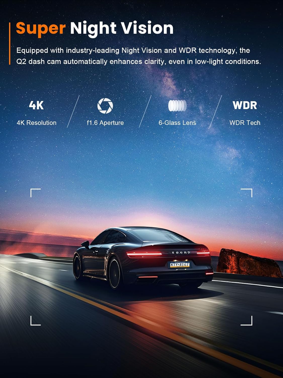 4K Dash Cam for Cars I WiFi & 64GB Card encalife