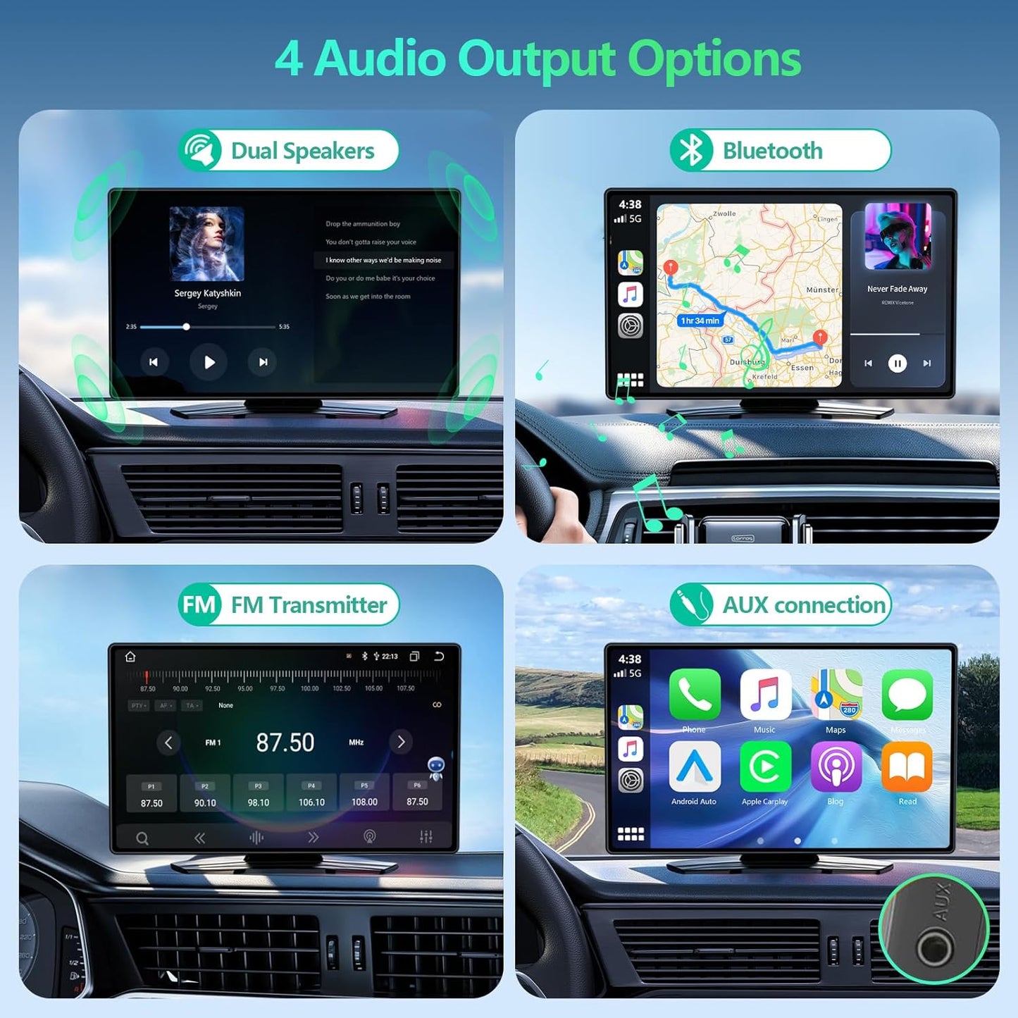 9 Inch Wireless Carplay Screen With Backup Camera encalife