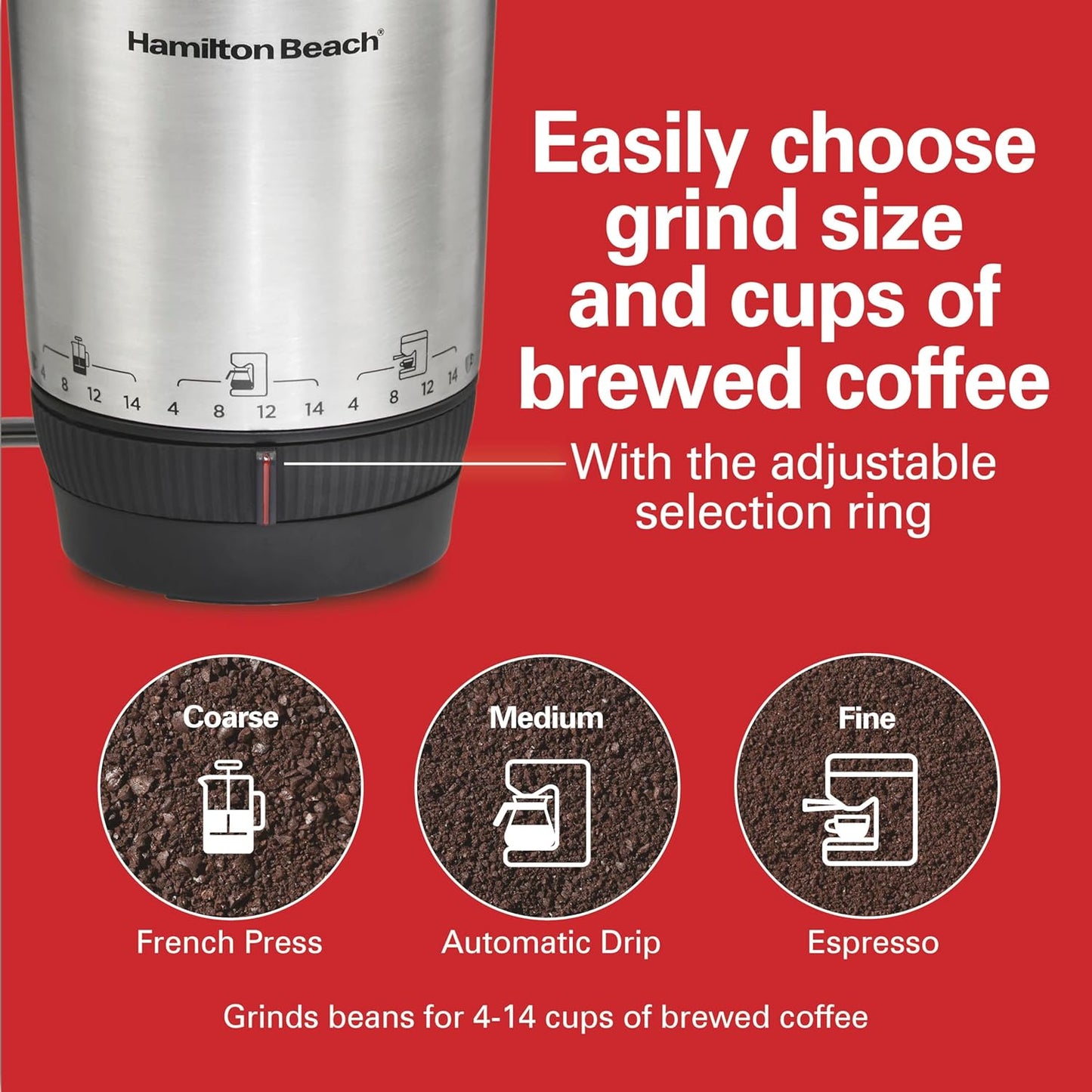 Adjustable Coffee Grinder – 4–14 Cups encalife