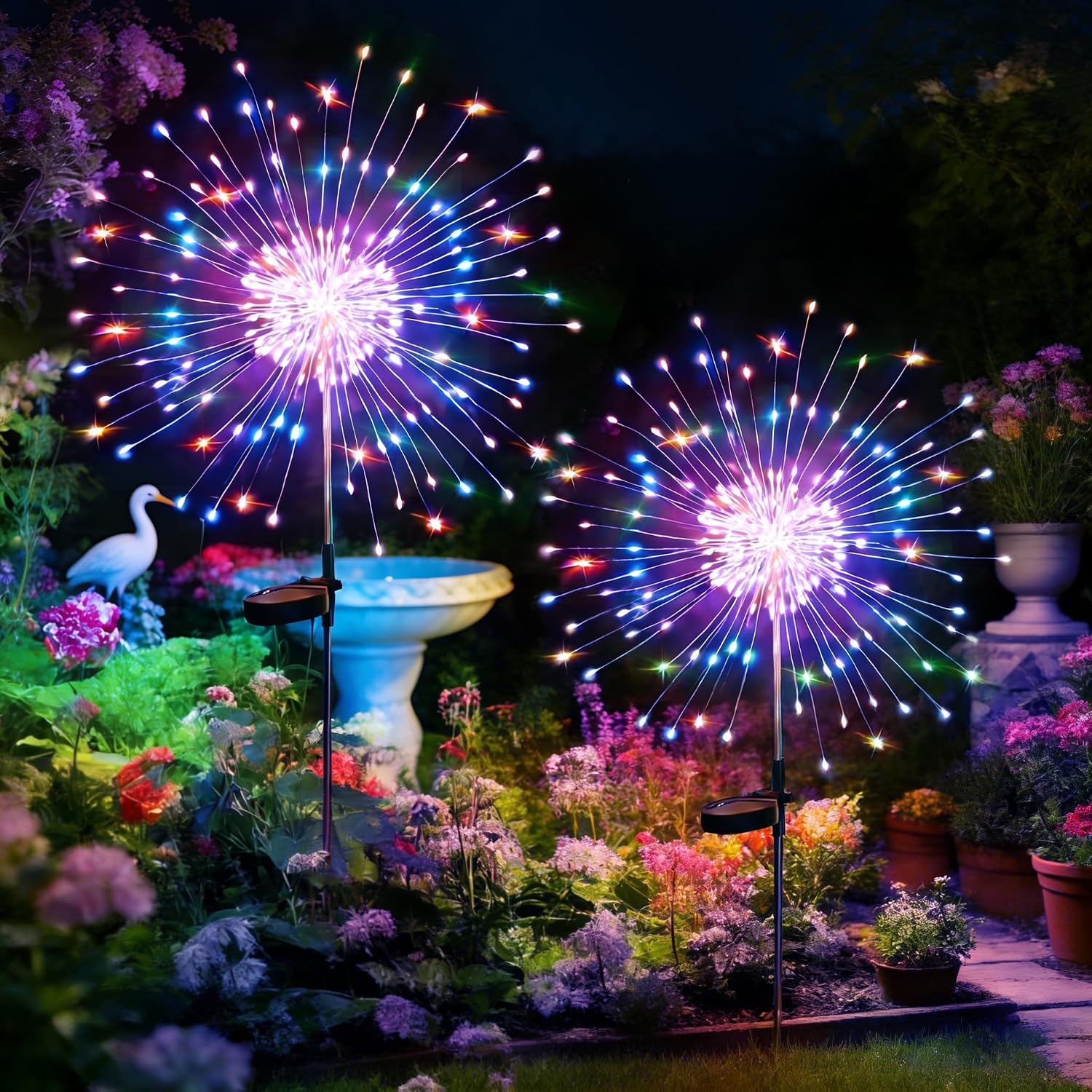 Two-piece solar powered decorative garden lights