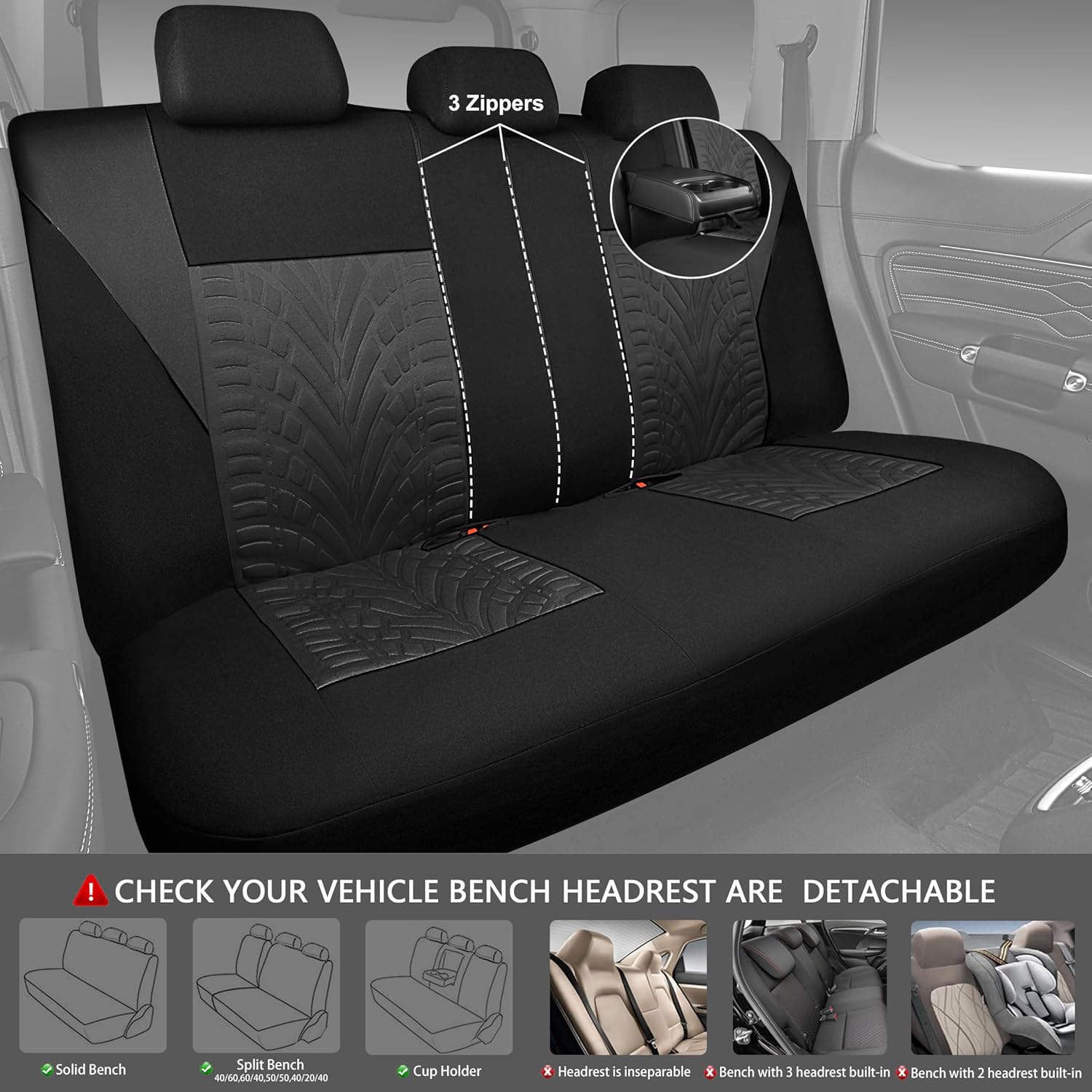 Full Set Car Seat Covers Front Rear Universal Black encalife