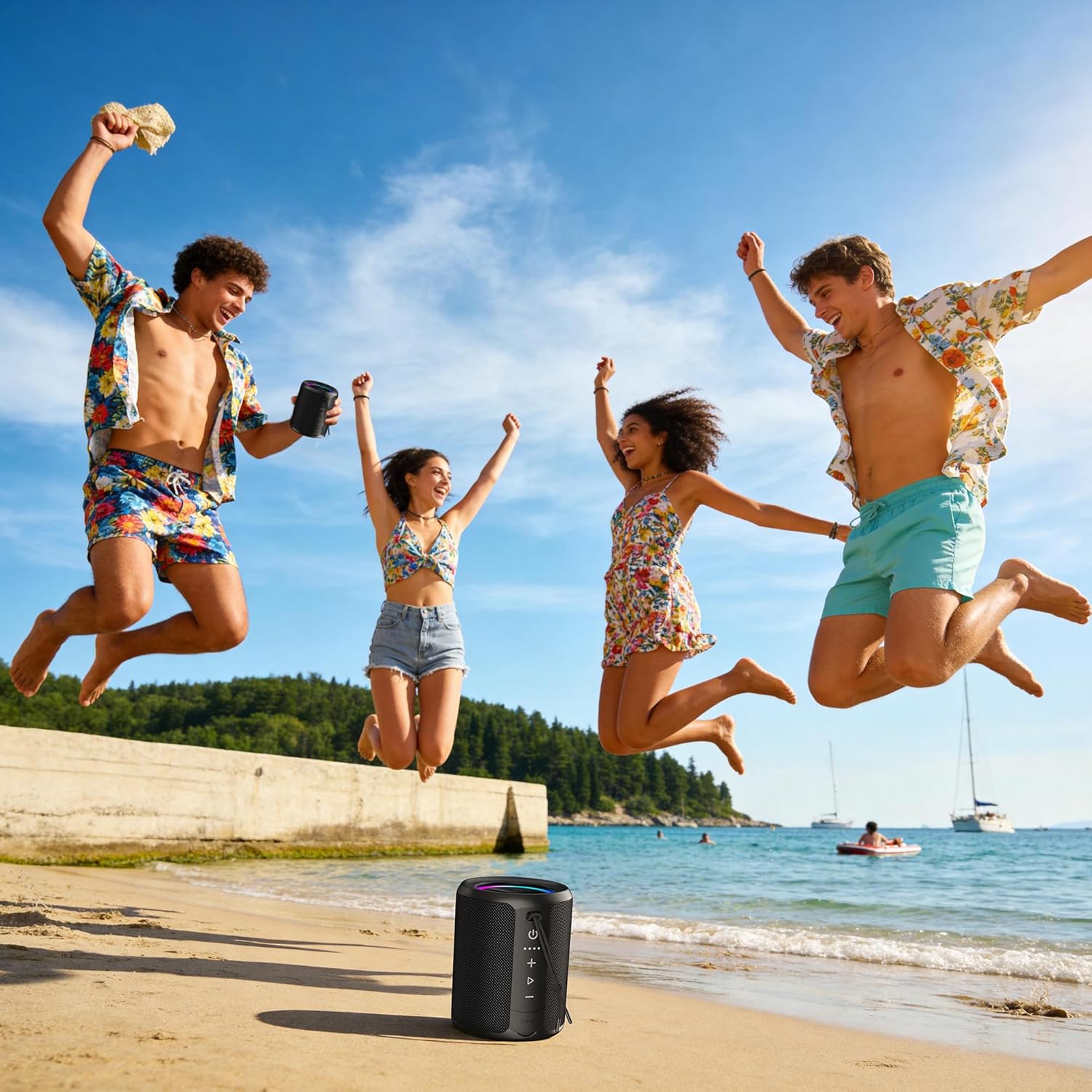Waterproof 20W Bluetooth Speaker With Party Lights encalife