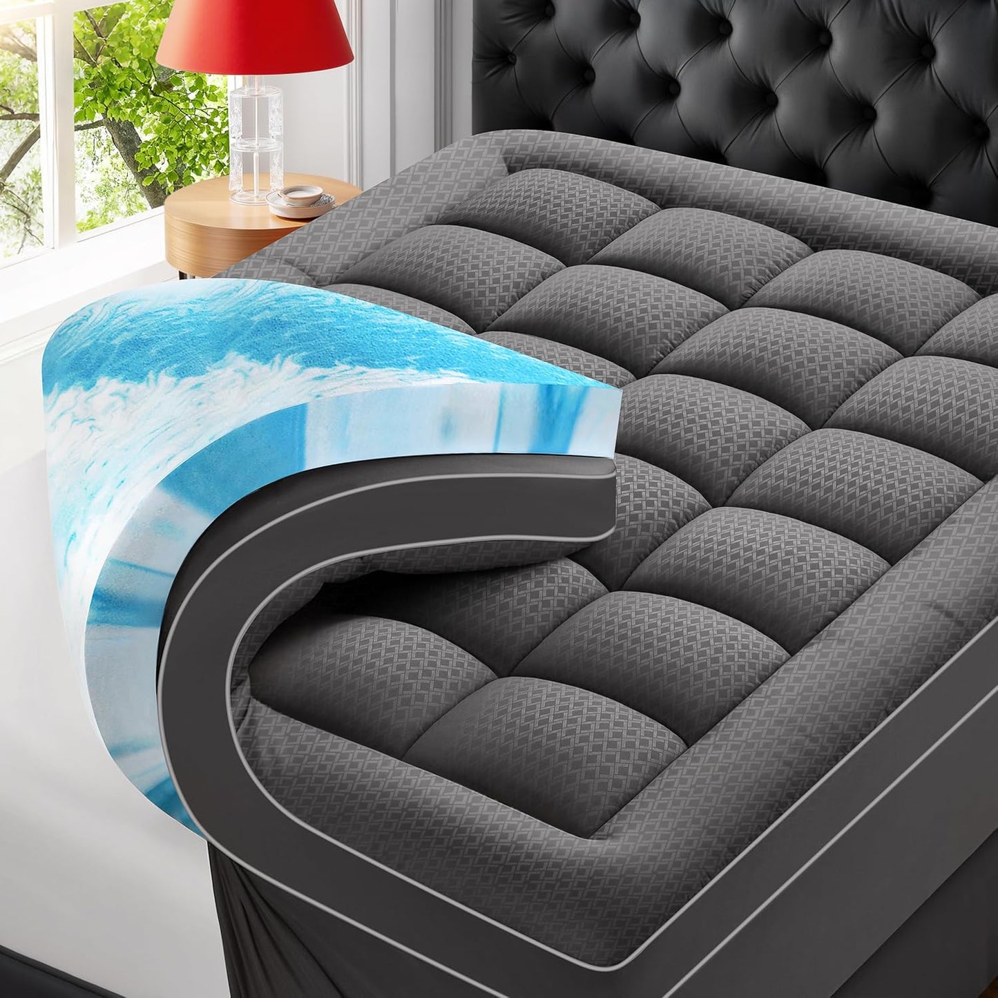 Grey King Mattress Topper | 4 Inch Gel Pillow Top