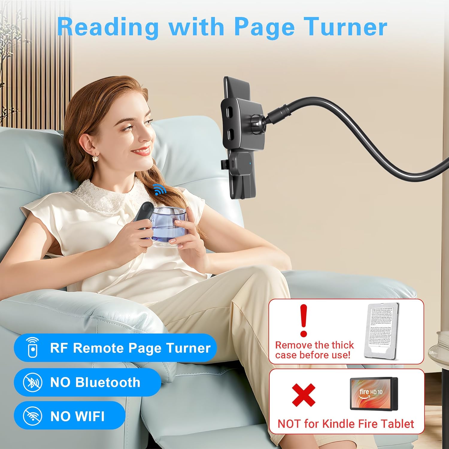 Gooseneck Page Turner Stand for Bedtime Reading encalife