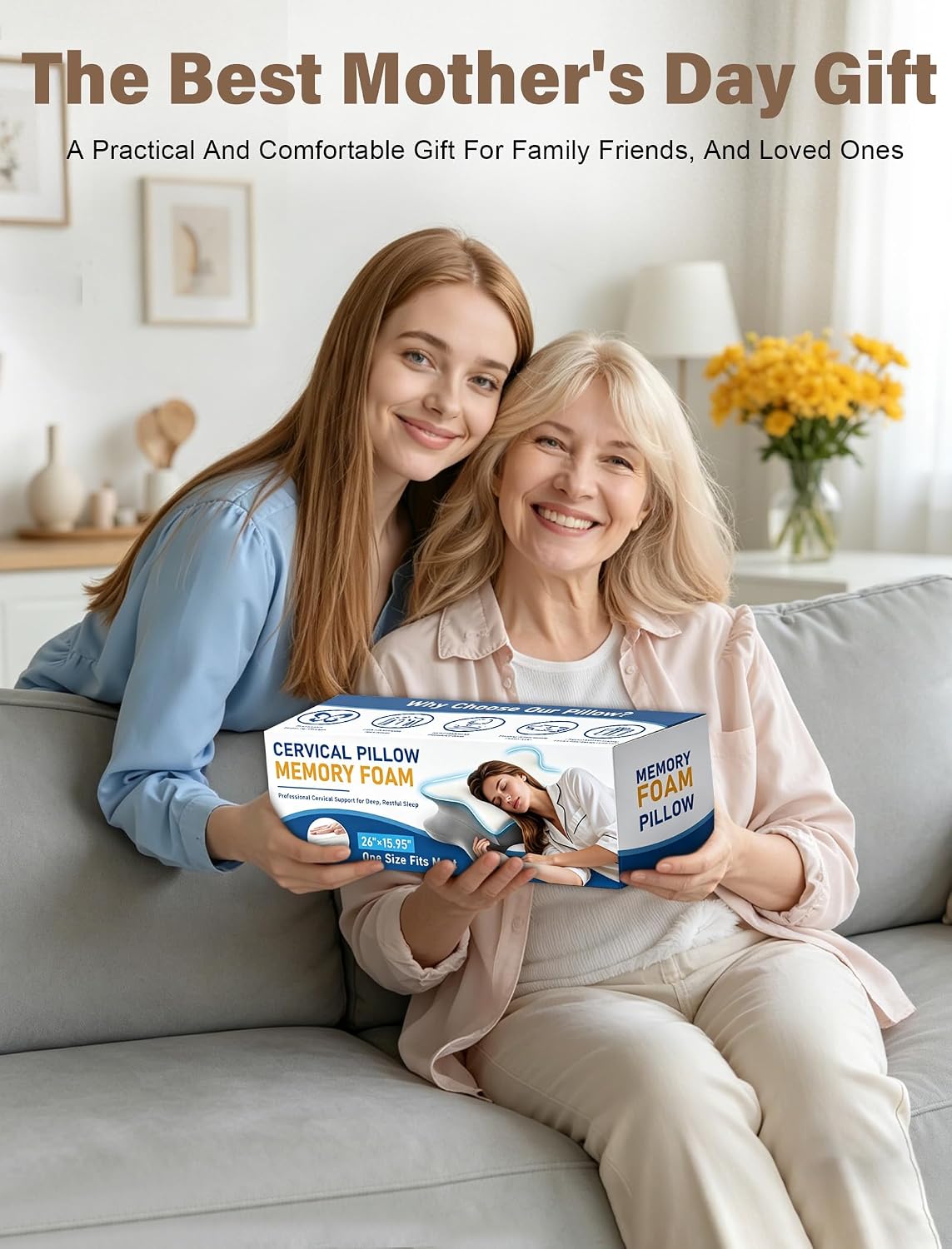 Side Sleeper Cervical Contour Memory Pillow encalife