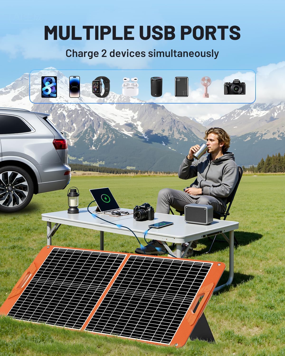 60W Foldable Solar Panel Charger I Camping & RV encalife