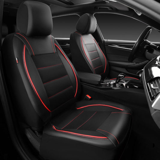Luxury black interior with stylish front PU leather seat covers