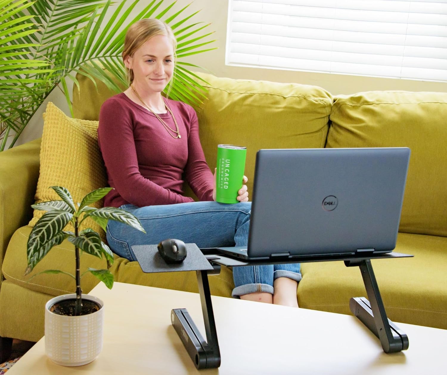 Adjustable Foldable Laptop Stand With Mouse Pad encalife