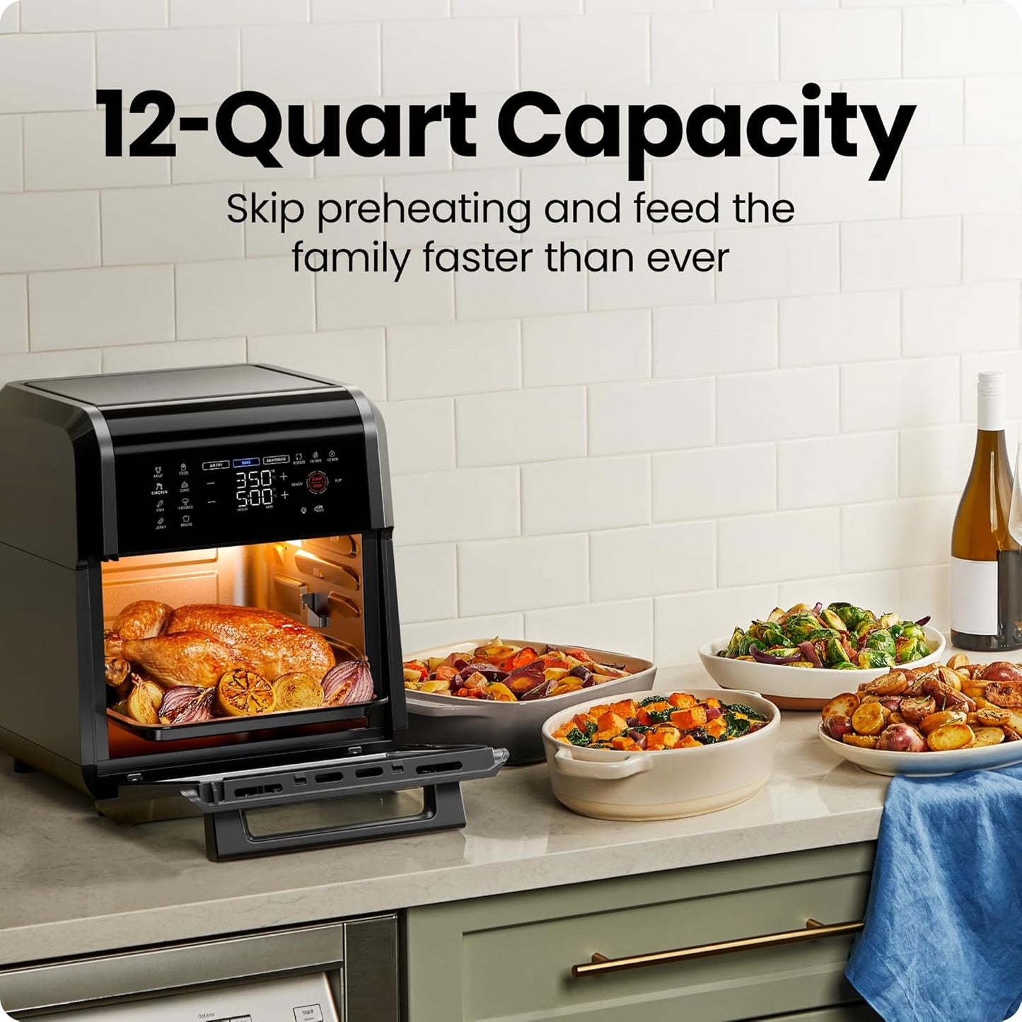 Digital Air Fryer Oven I Rotisserie & 12 Presets encalife