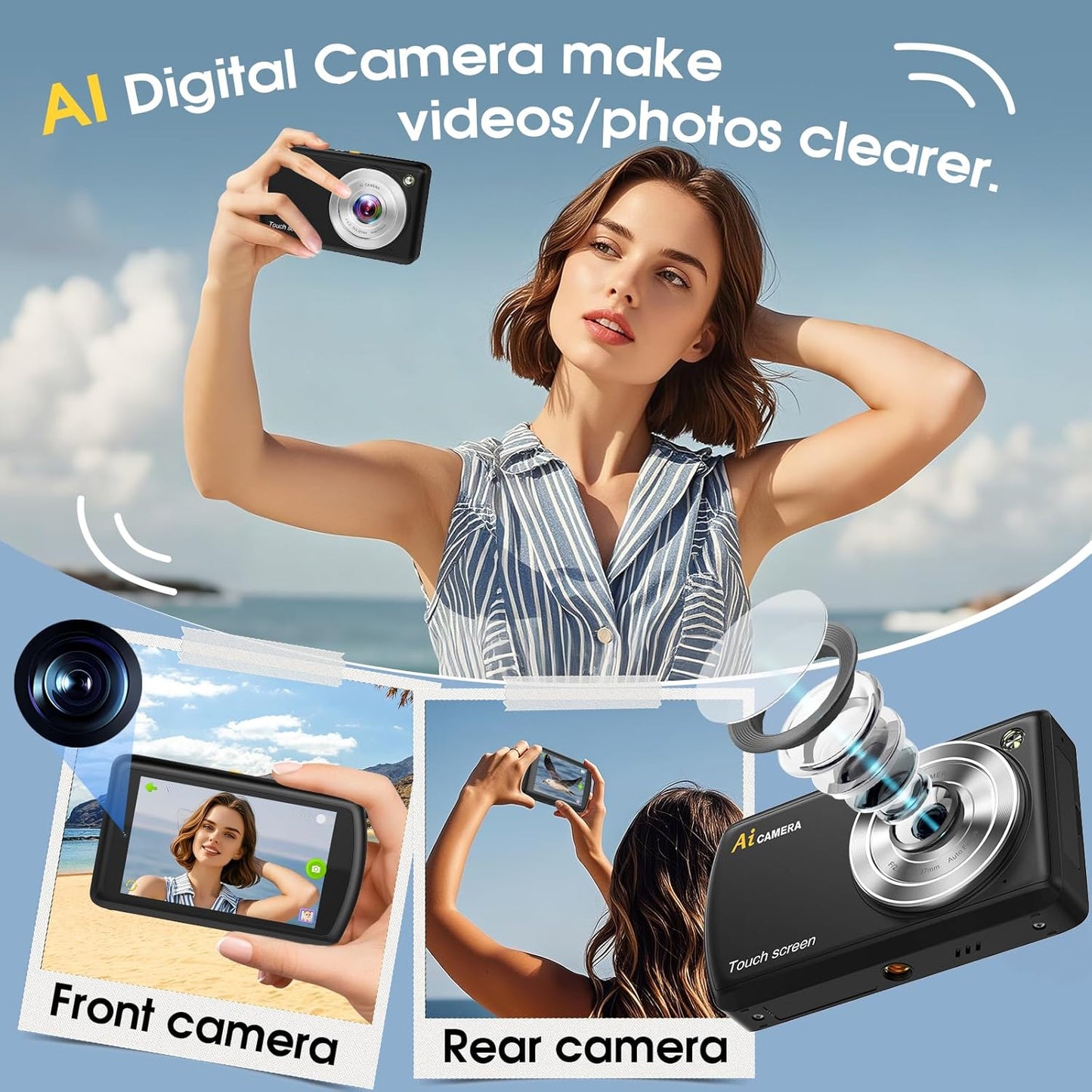 AI Digital Camera with Autofocus – Smart Dual Lens Camera for Beginners encalife