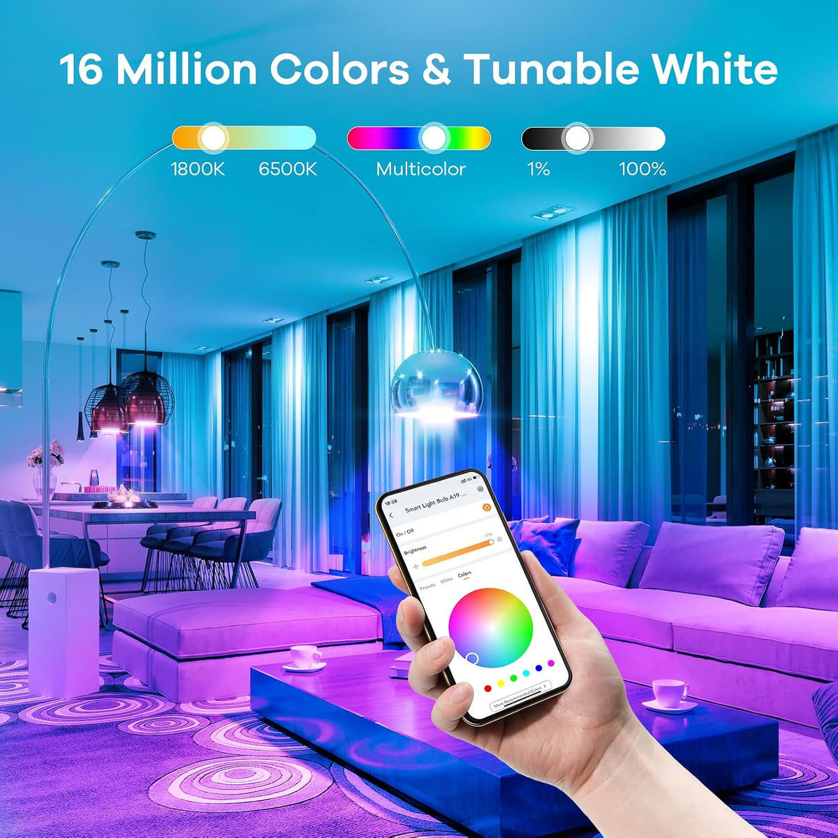 RGB Lighting Smart WiFi Color Changing Bulb encalife