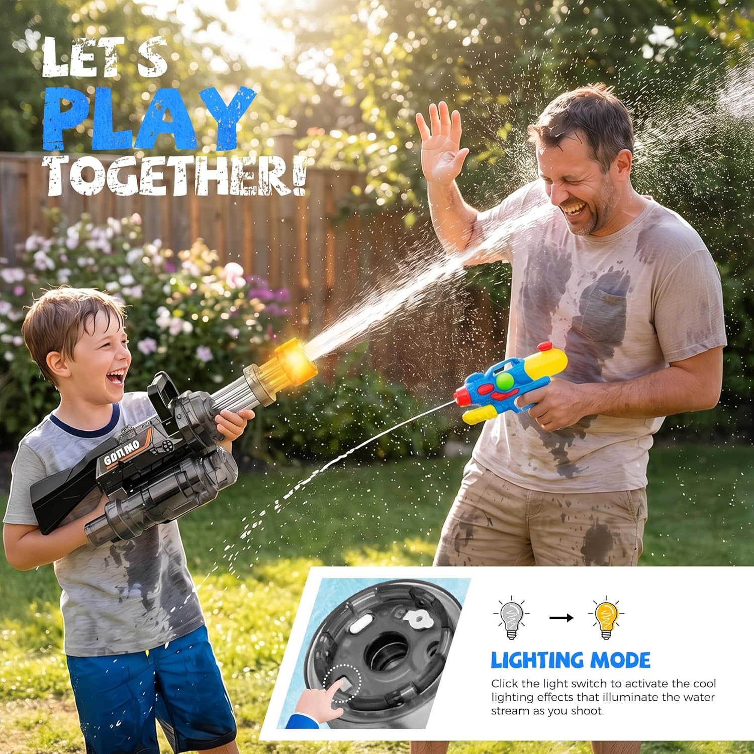 Electric LED Water Gun I Rechargeable Squirt Blaster encalife