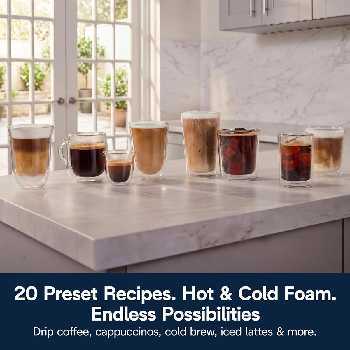 Automatic Espresso Machine with Hot &amp; Cold Frother encalife