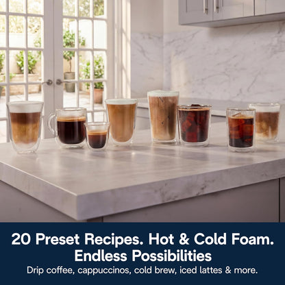 Automatic Espresso Machine with Hot &amp; Cold Frother encalife