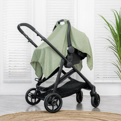 Breathable Bamboo Muslin Baby Car Seat Canopy Sage encalife