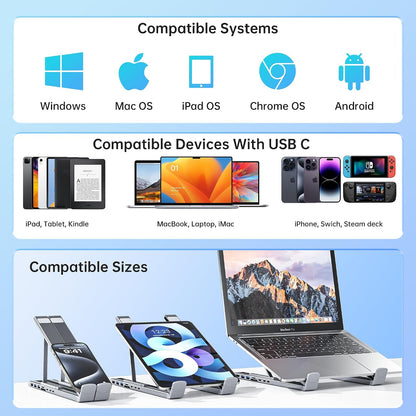 8-in-1 USB-C Laptop Stand Docking Station Hub encalife