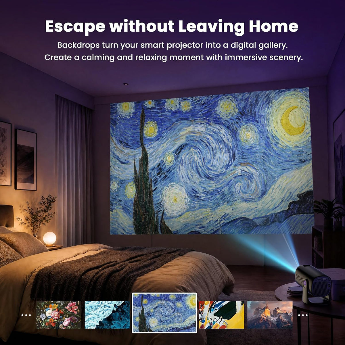 Portable Smart Bedroom Projector encalife