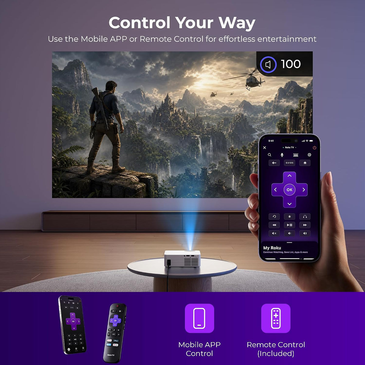 Smart 720P Bedroom Projector encalife