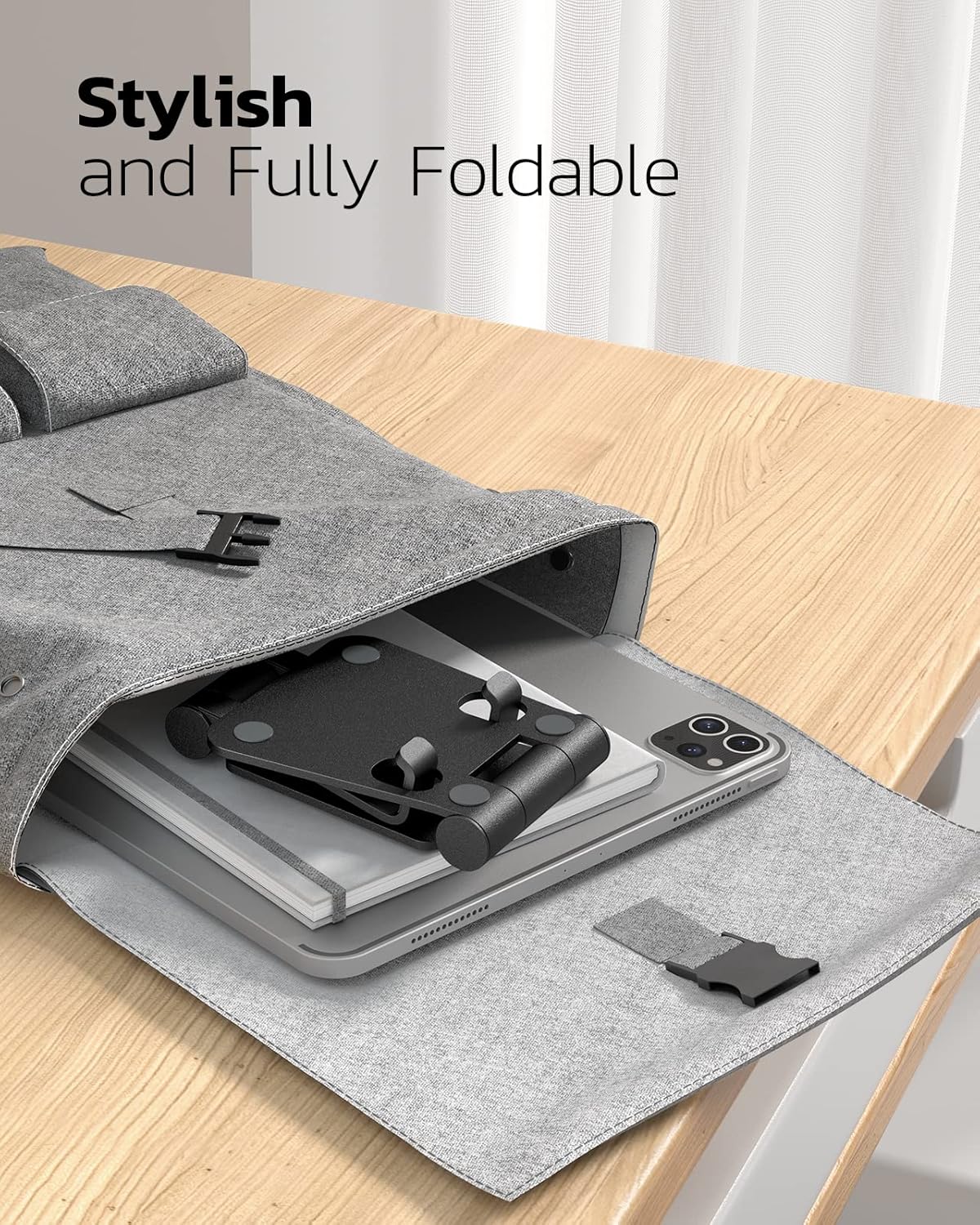 Mobile Stand Dual Folding Aluminum Phone Holder Cradle encalife
