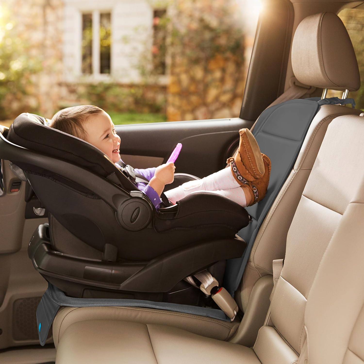 Car Seat Protector for Baby Toddler Dark Grey encalife