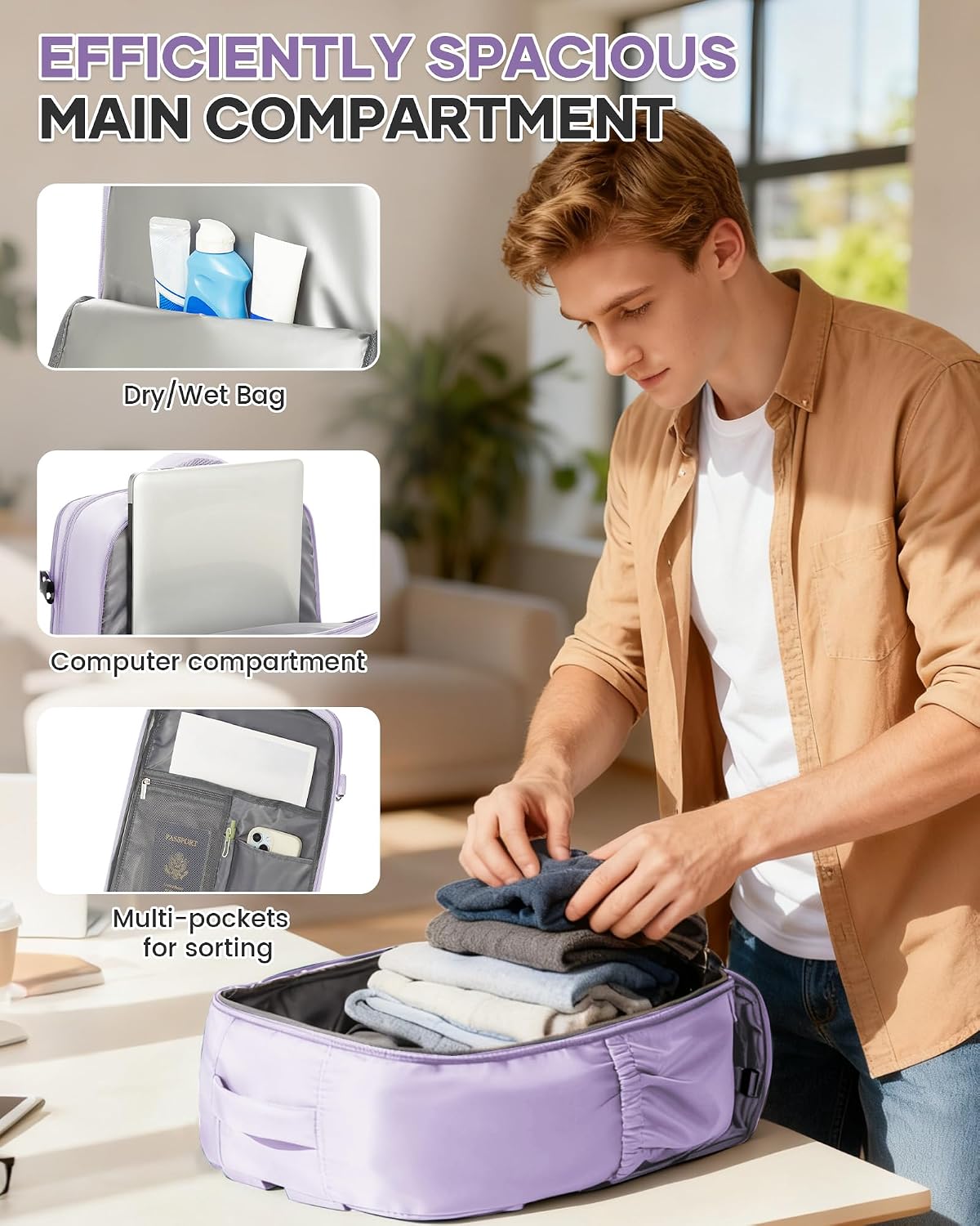 Carry-On Backpack with Shoe Compartment | Carry on luggage encalife