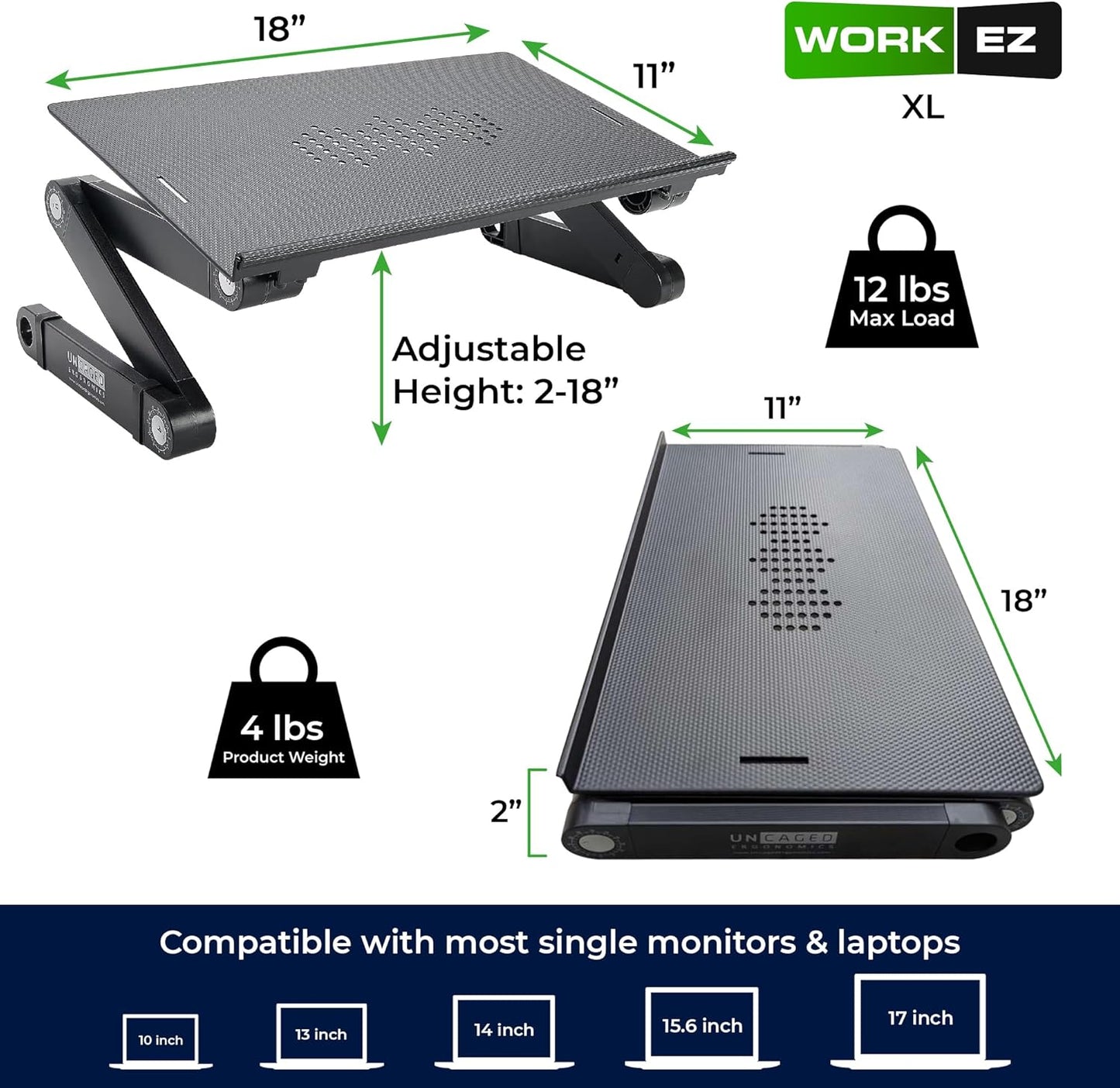 Adjustable Foldable Laptop Stand With Mouse Pad encalife