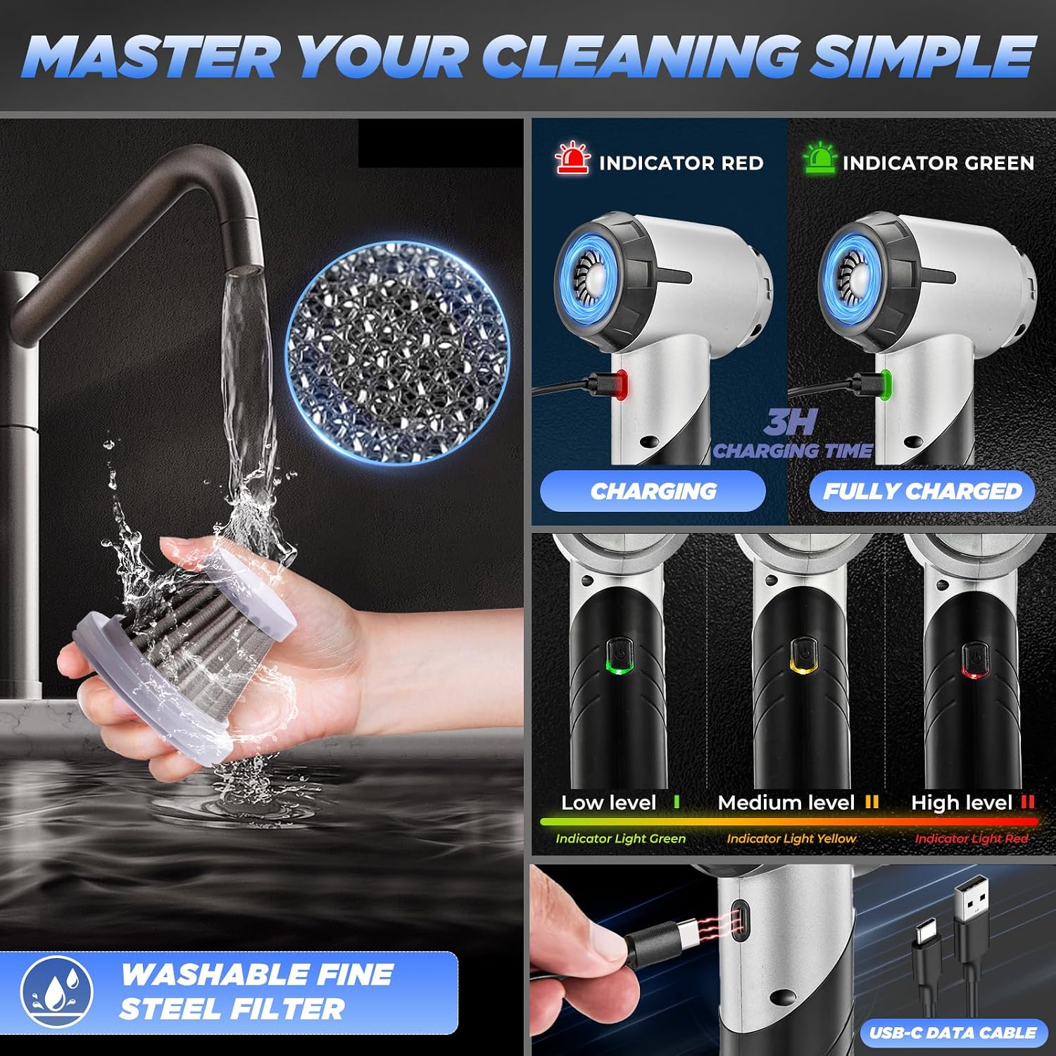 Cordless Handheld Car Vacuum Blower Air Pump encalife