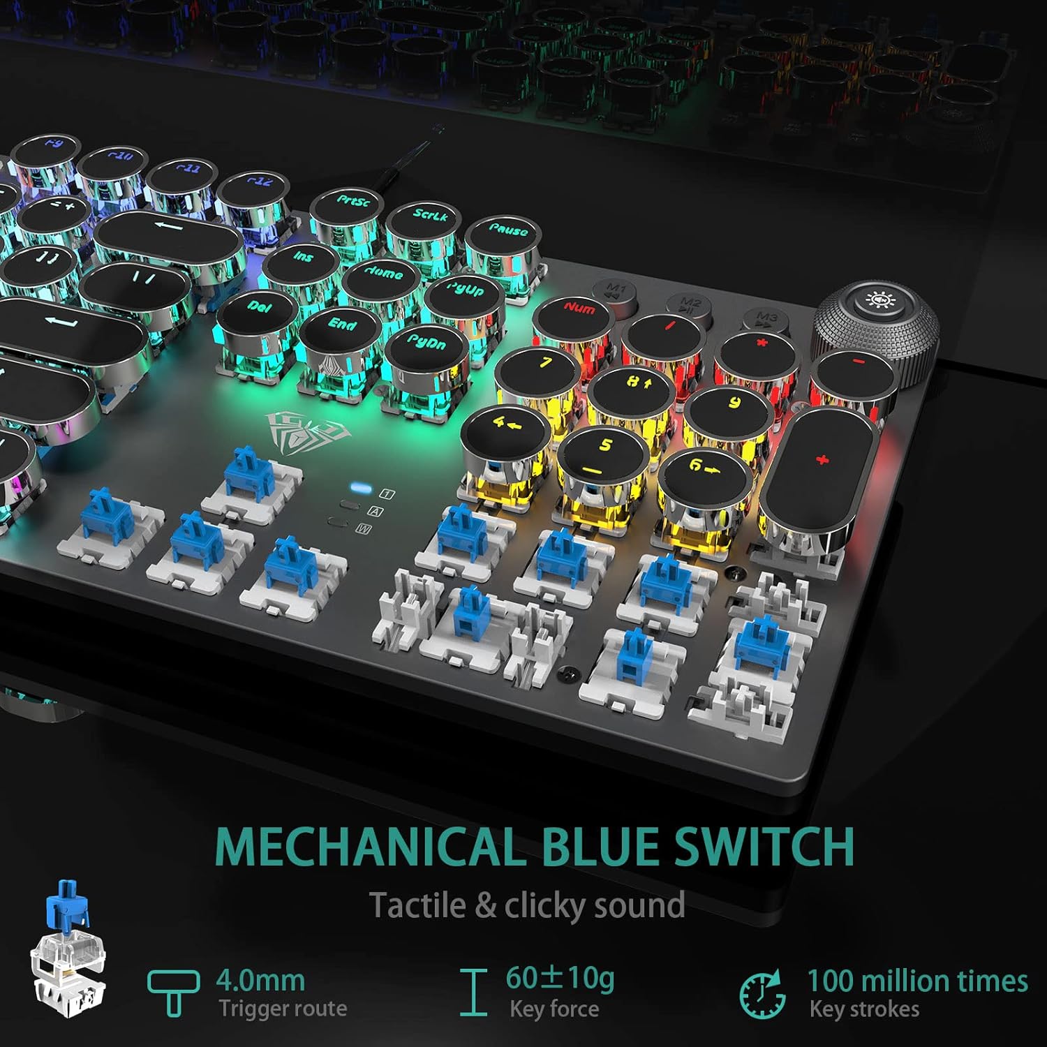 Encalife Retro Mechanical Gaming Keyboard RGB encalife