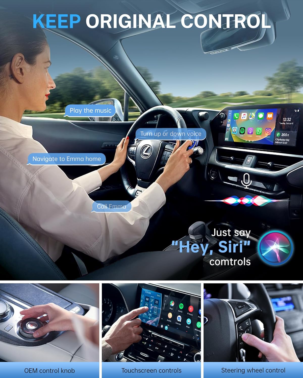 Wireless CarPlay Adapter | No Lag Apple CarPlay Dongle Plug & Play encalife