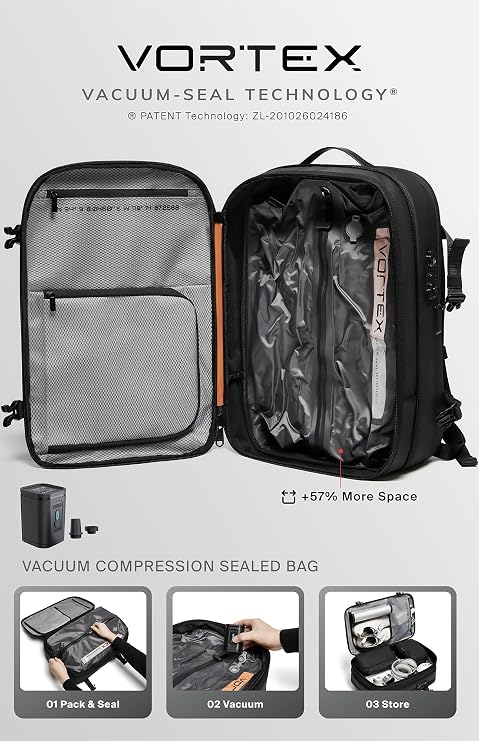 60L Vacuum Compression Travel Backpack TSA Lock encalife