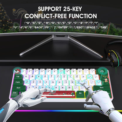 Compact Gaming Keyboard I 60% 61‑Key RGB Wired encalife