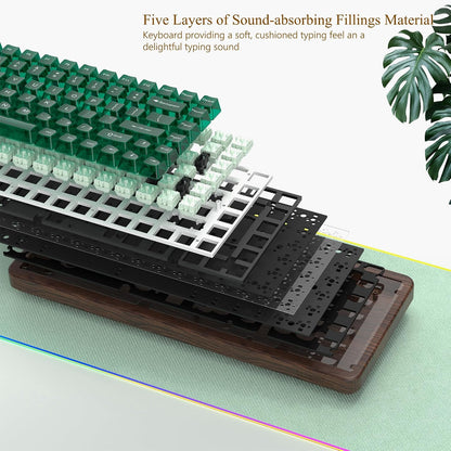 Gaming Mechanical Keyboard Wireless RGB Wooden Hot encalife