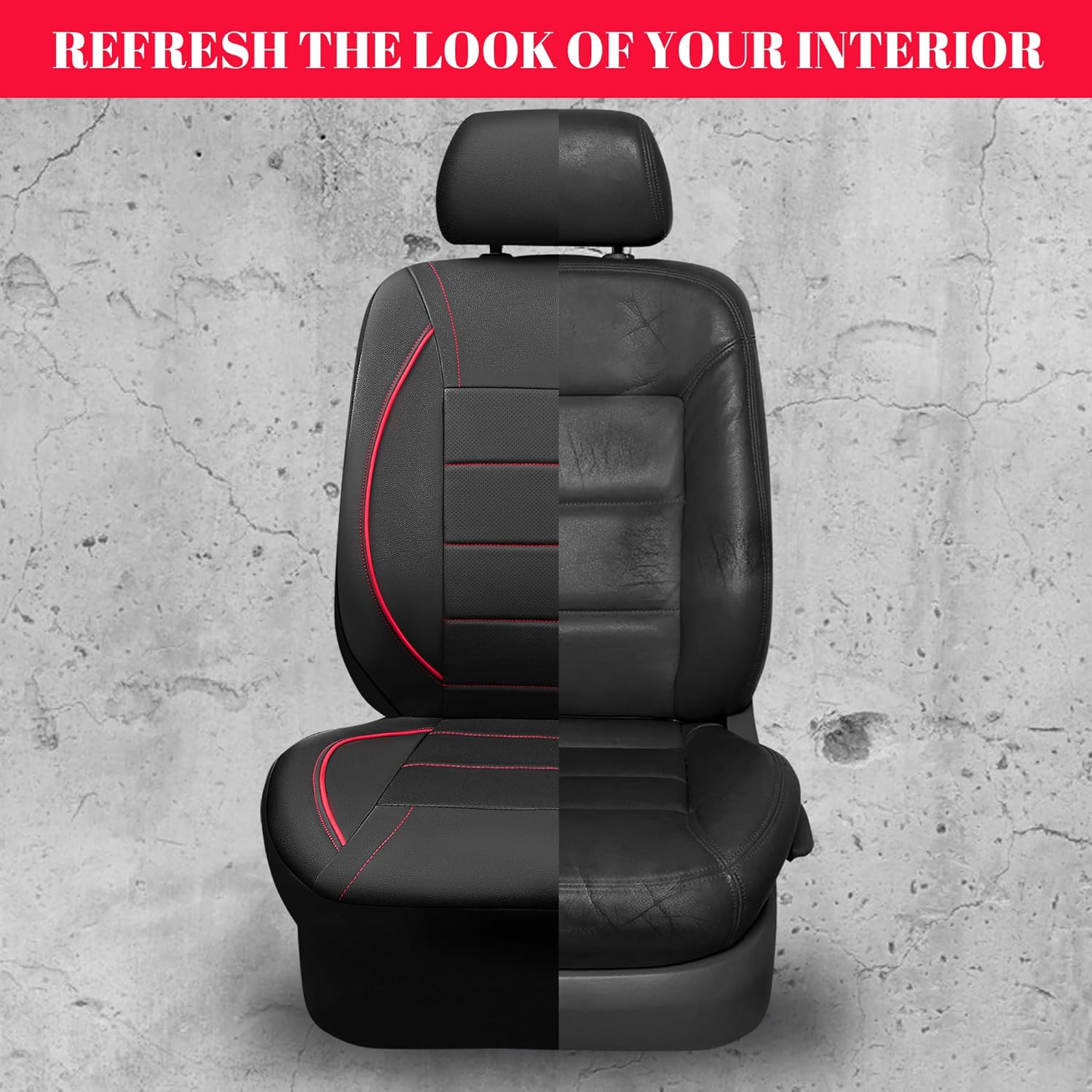 Universal Piping PU Leather Front Car Seat Covers encalife